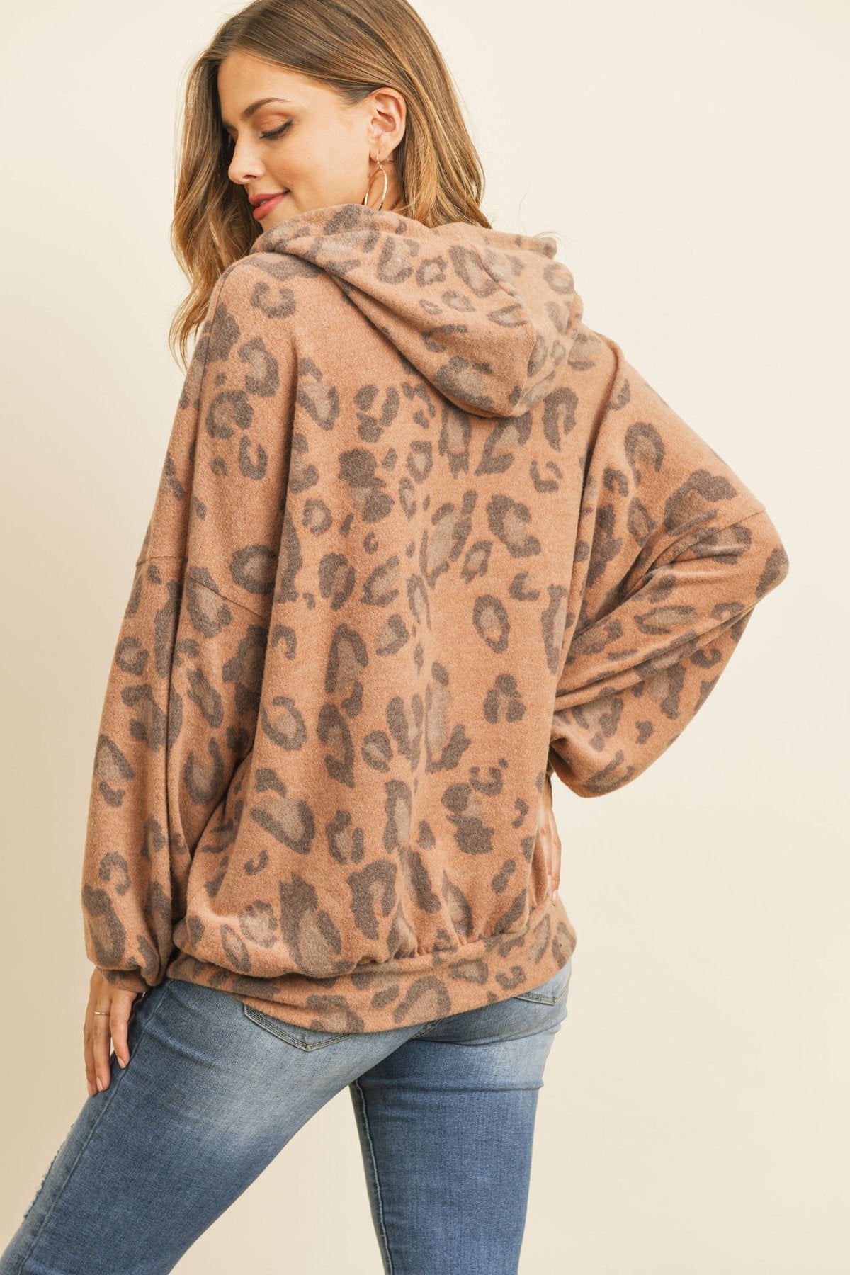 Seaux Leopards ~ Hacci Puff Sleeved Hoodie With Drawstrings